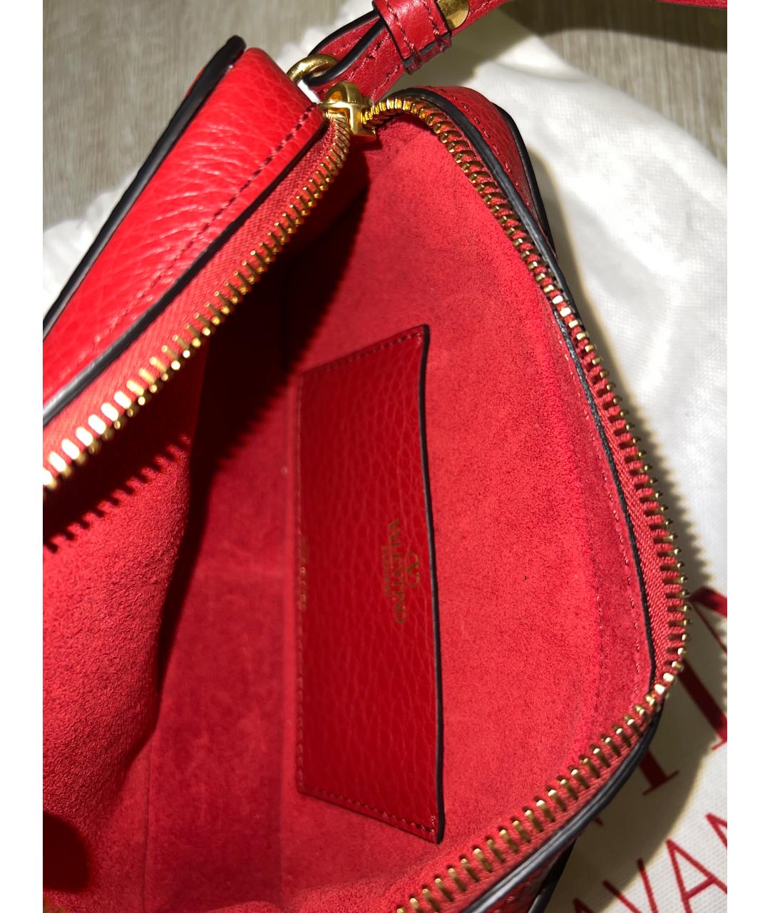 VALENTINO Красная кожаная сумка через плечо, фото 4