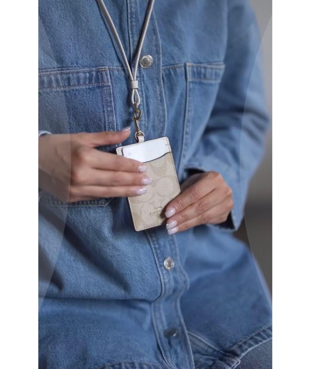 COACH Черный кожаный кардхолдер, фото 5