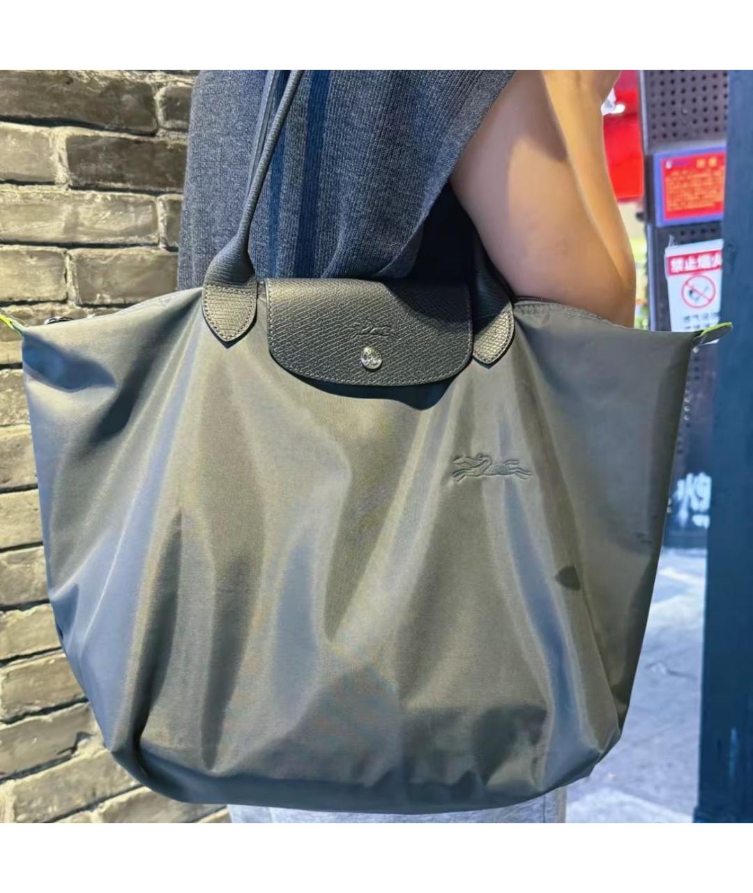 LONGCHAMP Серая тканевая сумка тоут, фото 5