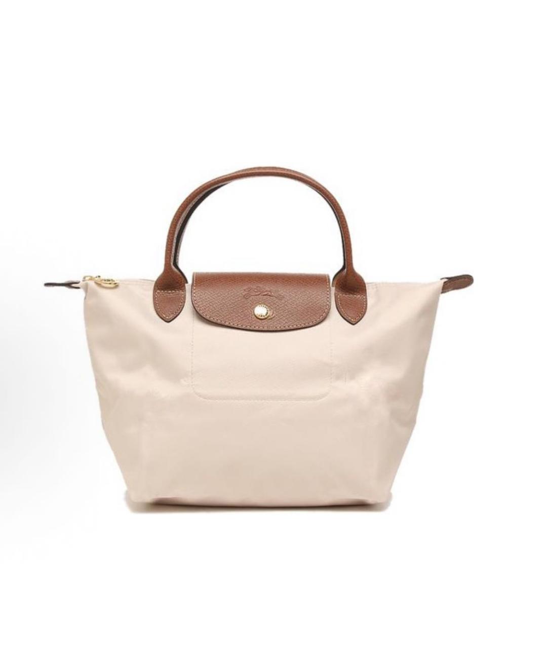 LONGCHAMP Бежевая тканевая сумка с короткими ручками, фото 9