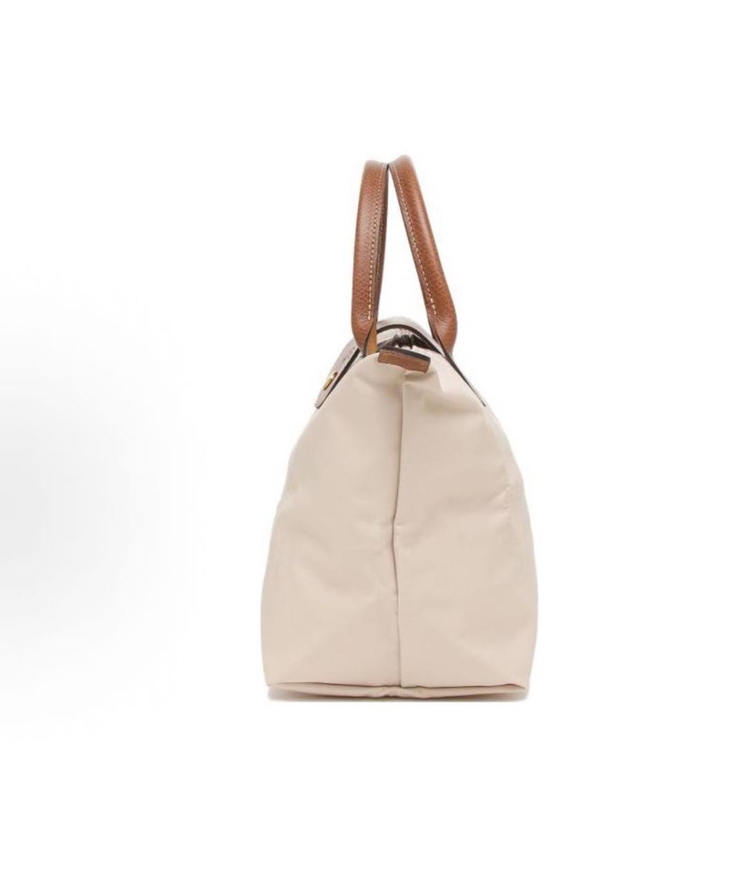 LONGCHAMP Бежевая тканевая сумка с короткими ручками, фото 3