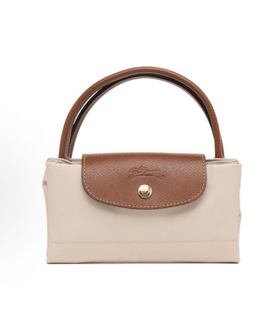 LONGCHAMP Бежевая тканевая сумка с короткими ручками, фото 5