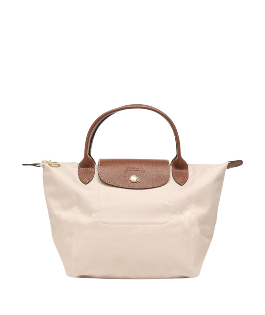 LONGCHAMP Бежевая тканевая сумка с короткими ручками, фото 1