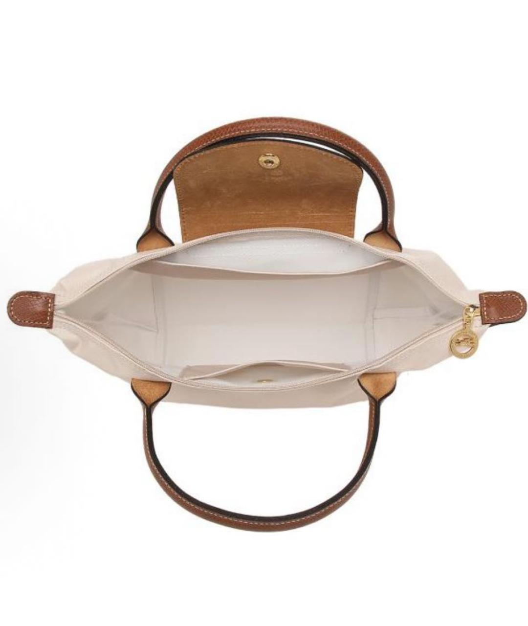 LONGCHAMP Бежевая тканевая сумка с короткими ручками, фото 4