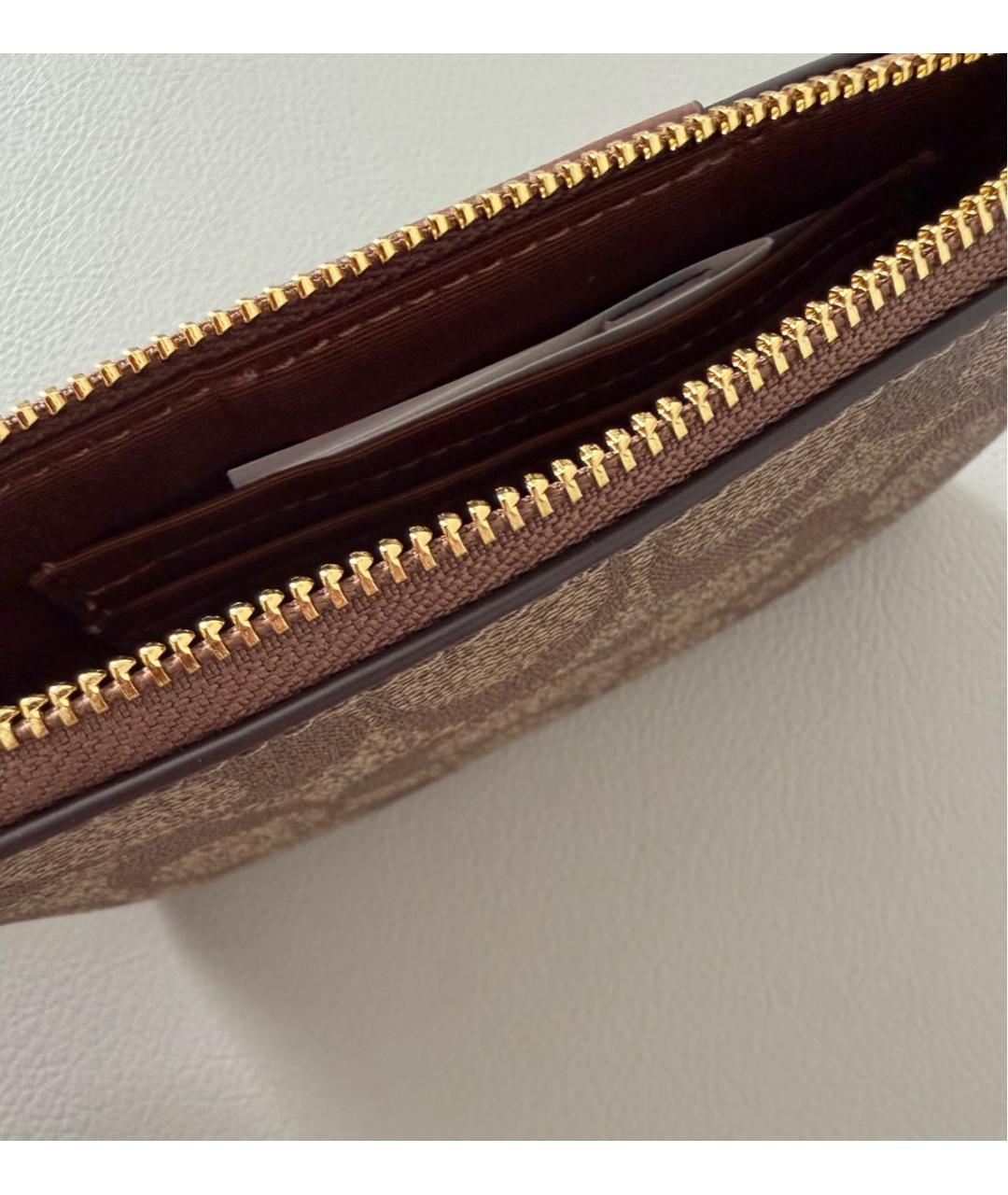 COACH Коричневый кожаный кардхолдер, фото 3