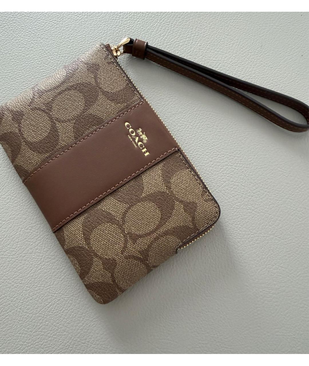 COACH Коричневый кожаный кардхолдер, фото 4