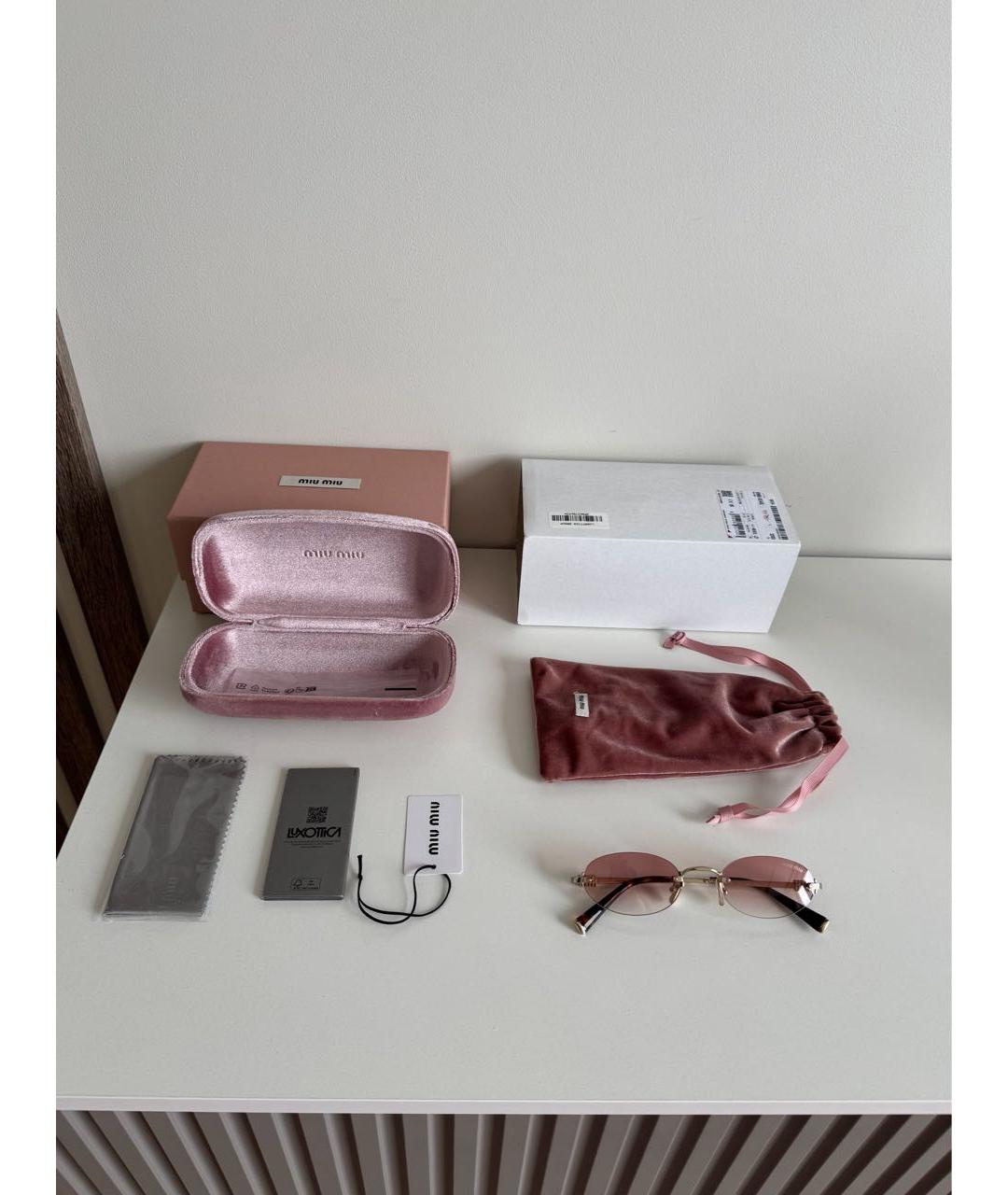 MIU MIU Розовые металлические солнцезащитные очки, фото 3