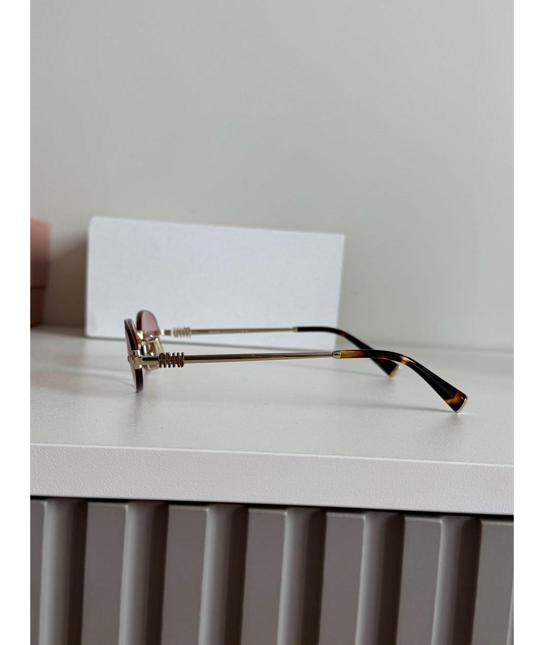 MIU MIU Розовые металлические солнцезащитные очки, фото 5