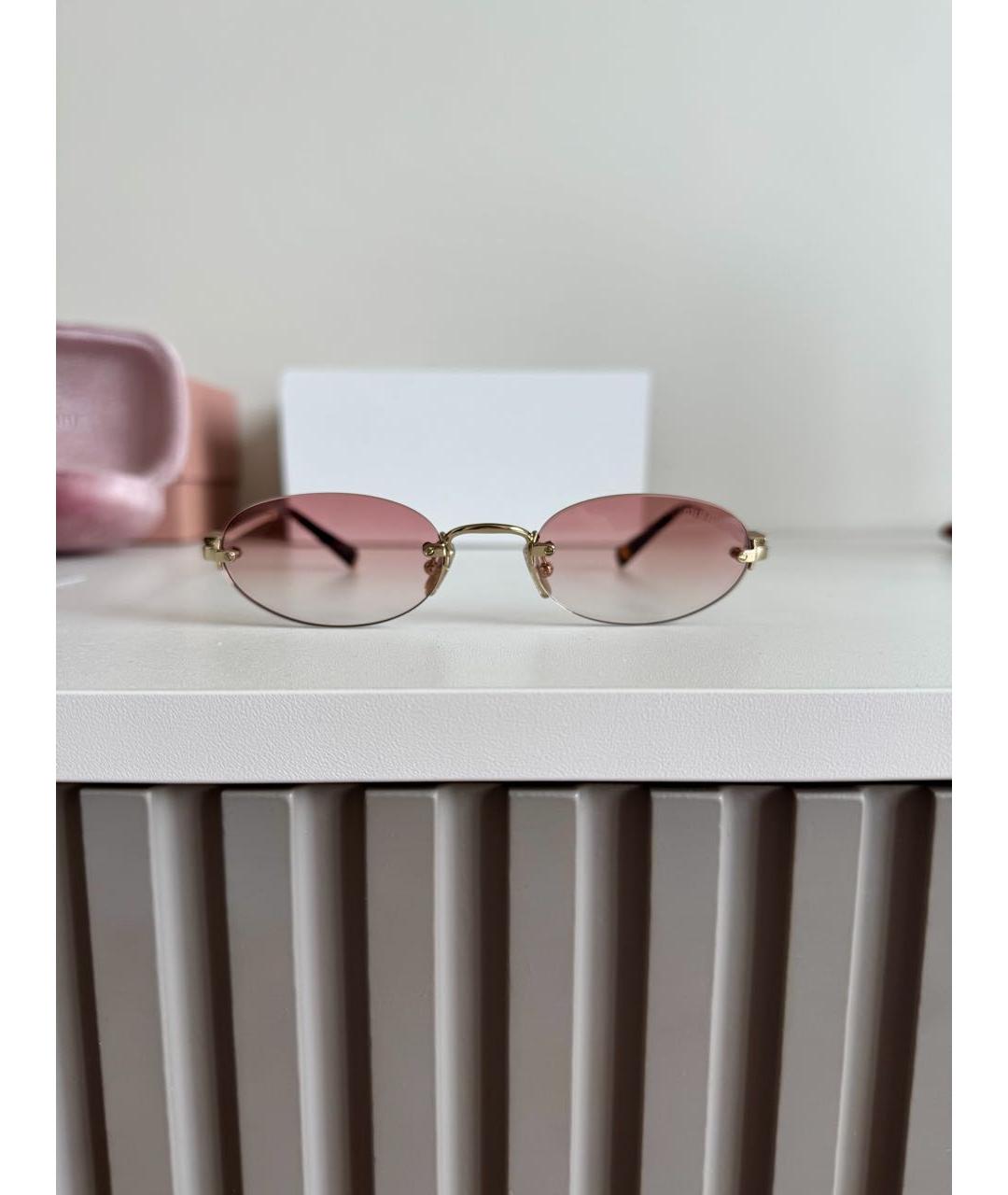 MIU MIU Розовые металлические солнцезащитные очки, фото 4