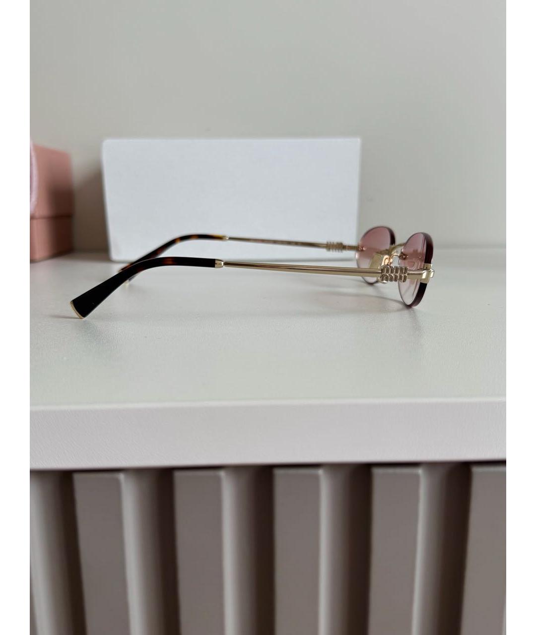 MIU MIU Розовые металлические солнцезащитные очки, фото 7