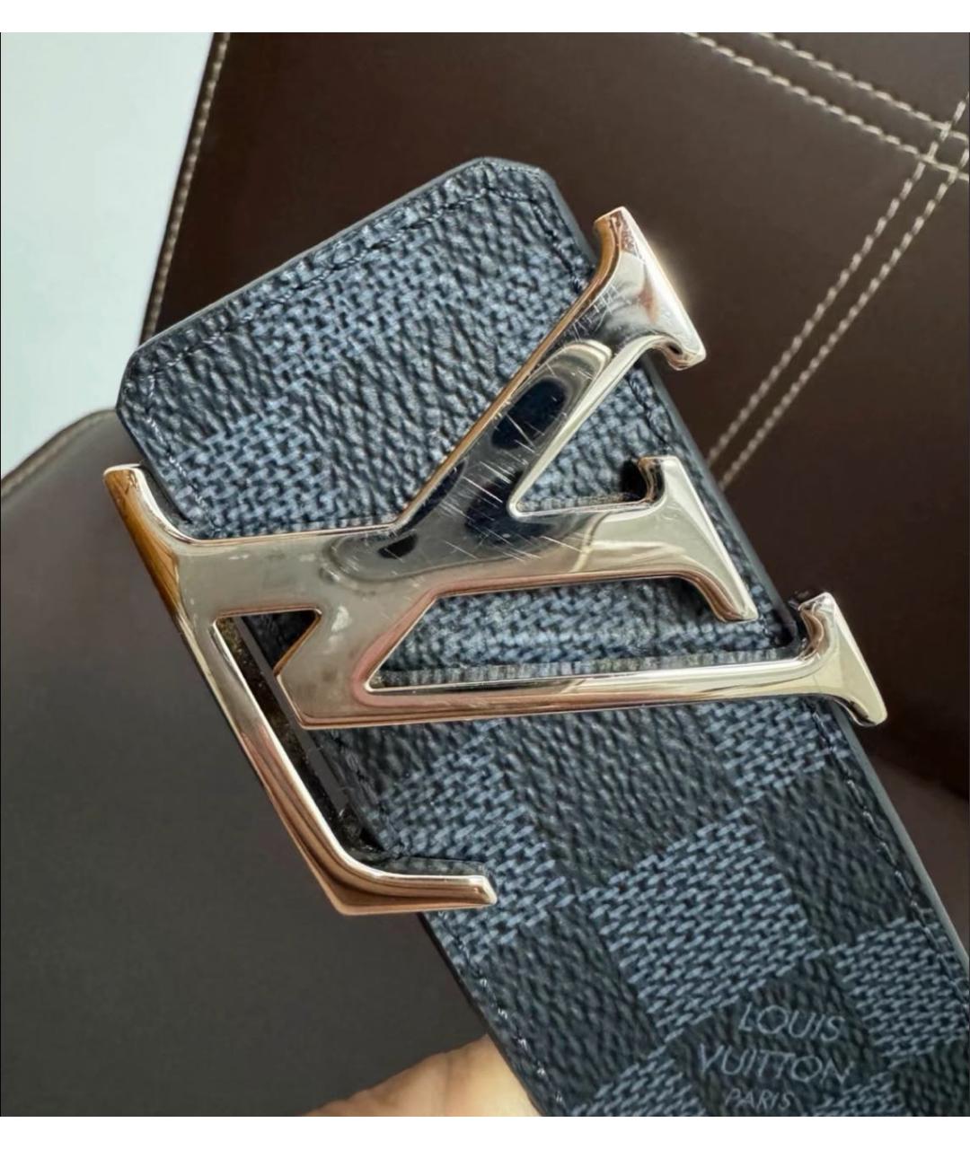 LOUIS VUITTON Темно-синий кожаный ремень, фото 4