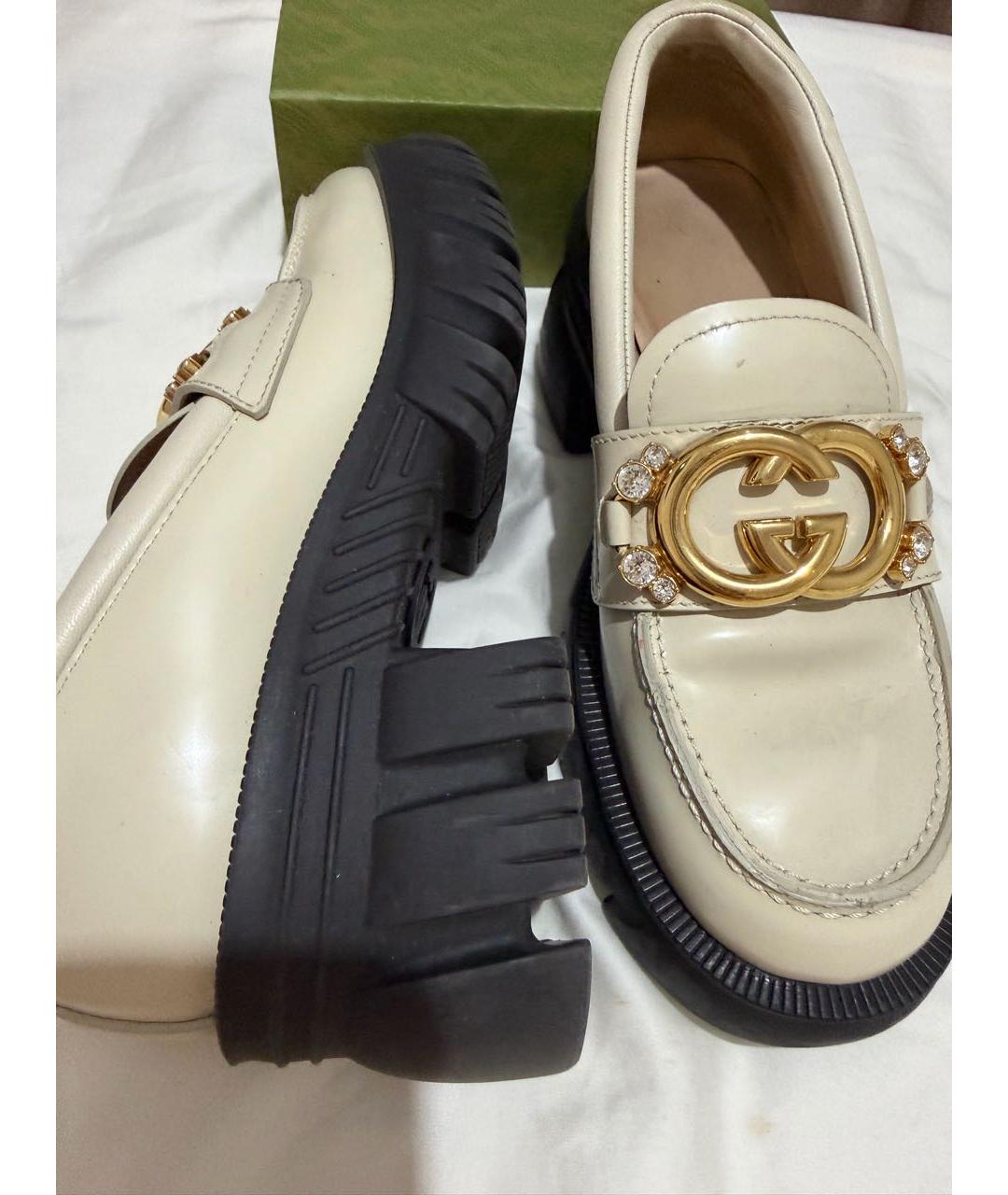 GUCCI Бежевые лоферы из лакированной кожи, фото 4