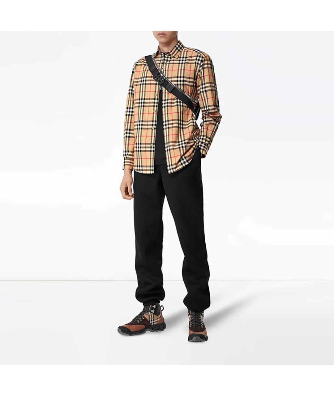 BURBERRY Хаки хлопковая кэжуал рубашка, фото 3