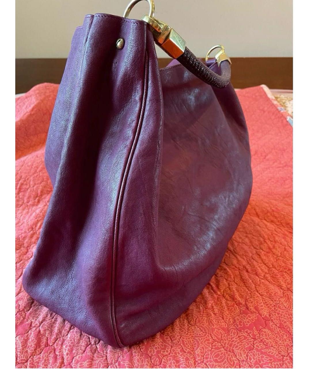 SAINT LAURENT Фуксия кожаная сумка с короткими ручками, фото 2