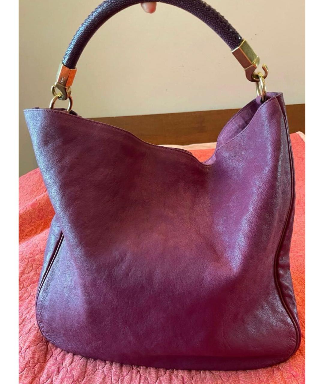 SAINT LAURENT Фуксия кожаная сумка с короткими ручками, фото 4