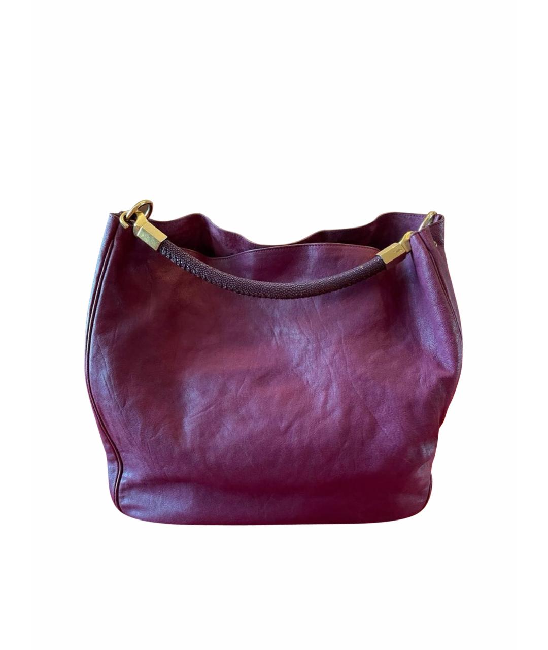 SAINT LAURENT Фуксия кожаная сумка с короткими ручками, фото 1