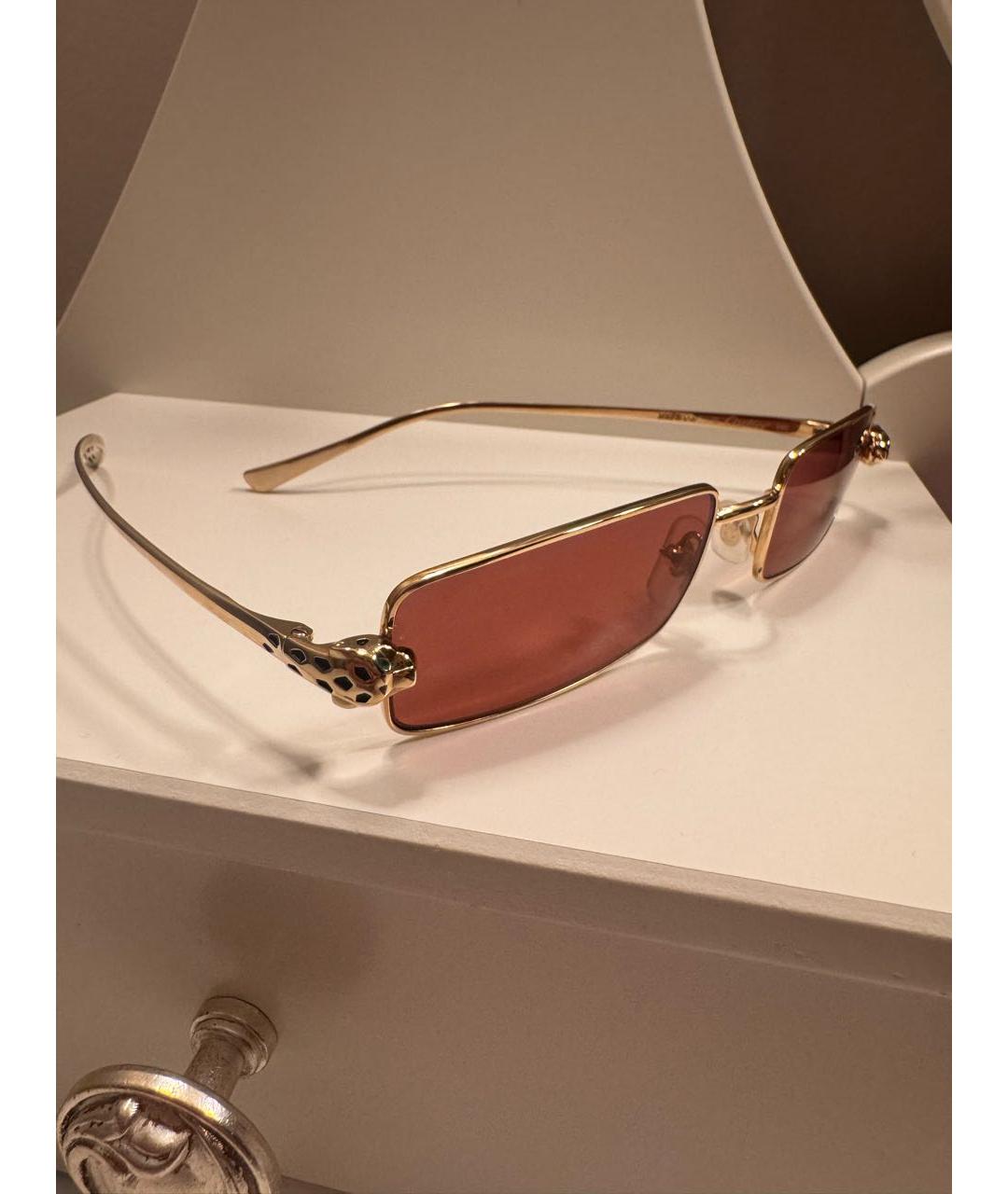 CARTIER Бордовые металлические солнцезащитные очки, фото 3