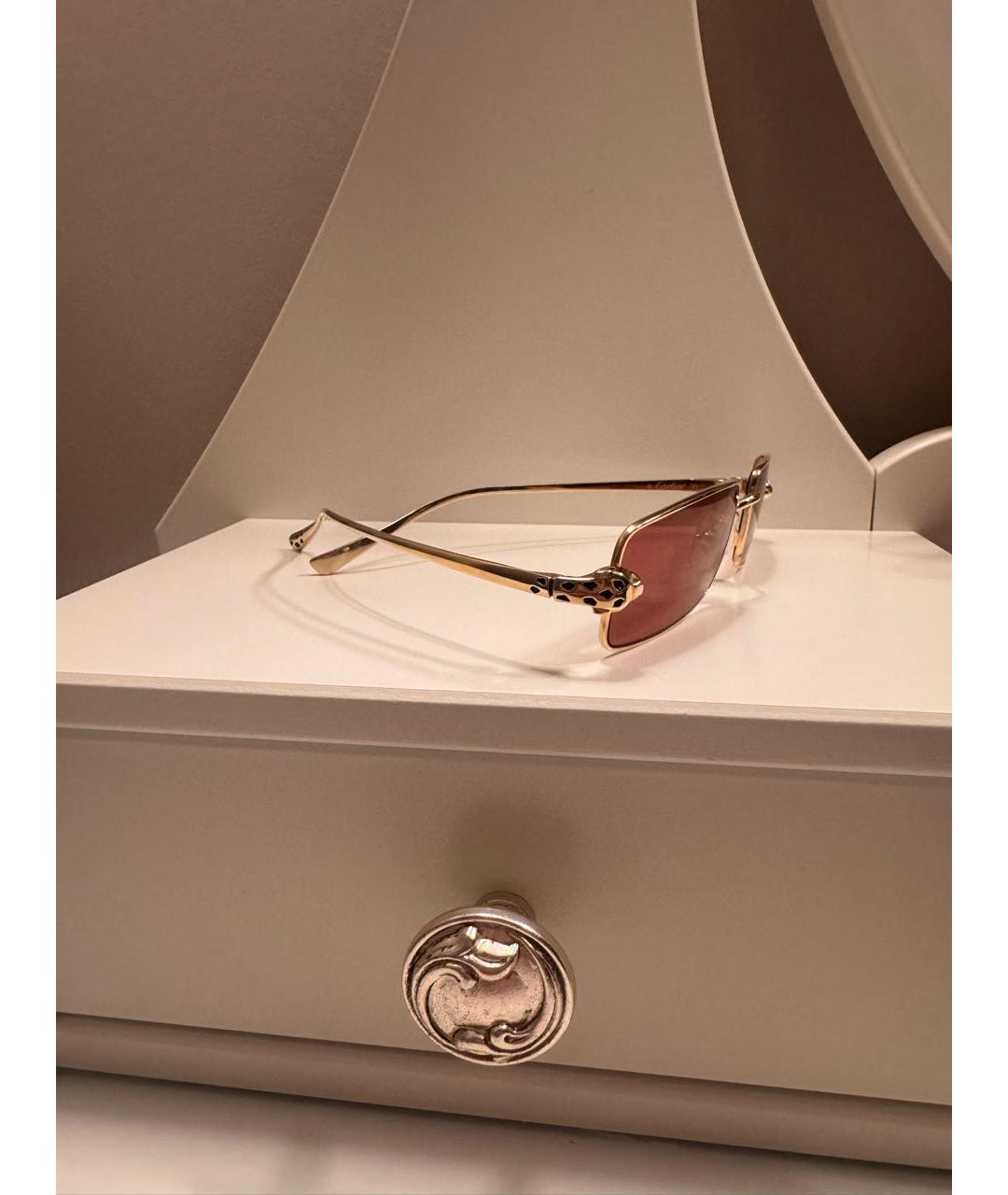 CARTIER Бордовые металлические солнцезащитные очки, фото 2