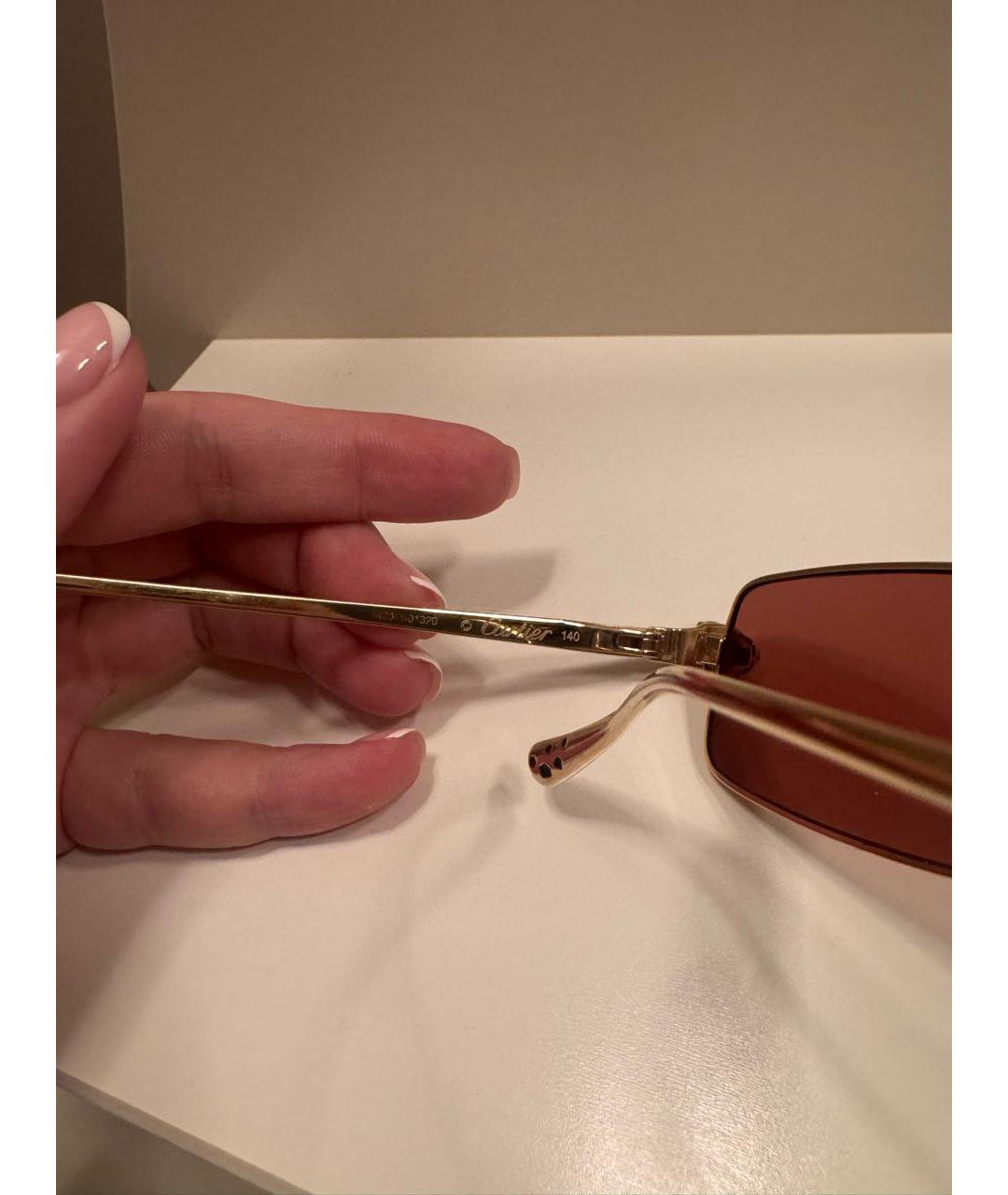 CARTIER Бордовые металлические солнцезащитные очки, фото 6