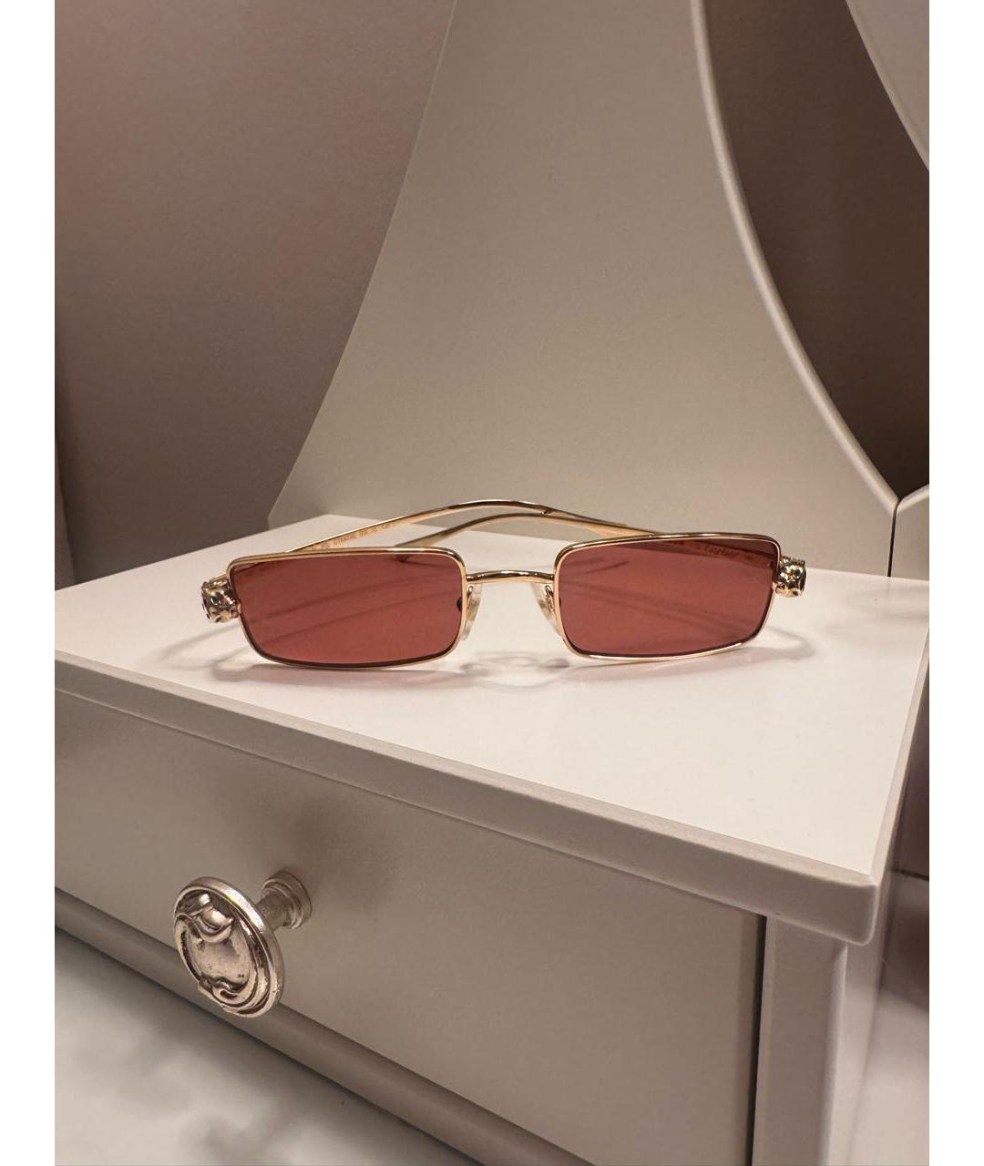 CARTIER Бордовые металлические солнцезащитные очки, фото 5