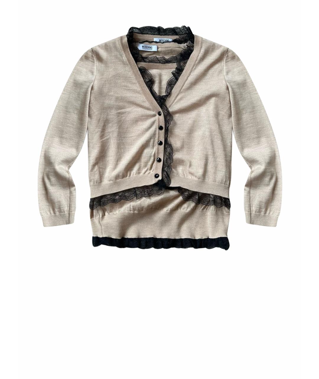 MOSCHINO Бежевый шерстяной джемпер / свитер, фото 1