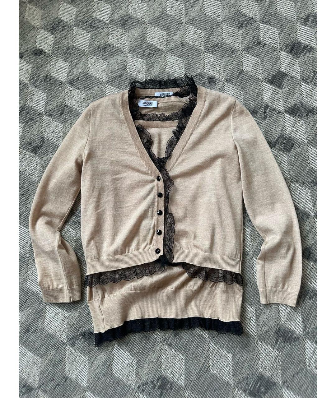 MOSCHINO Бежевый шерстяной джемпер / свитер, фото 2