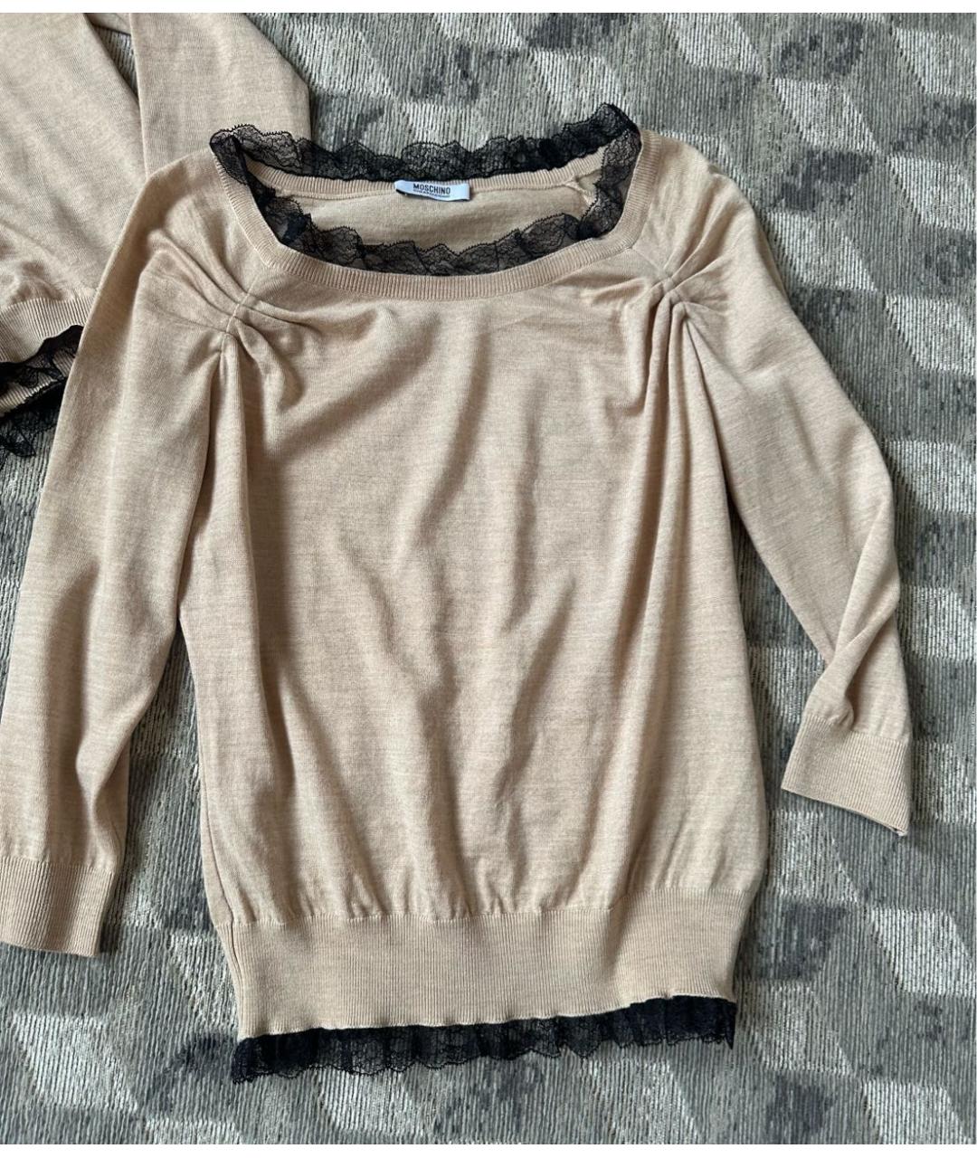 MOSCHINO Бежевый шерстяной джемпер / свитер, фото 6