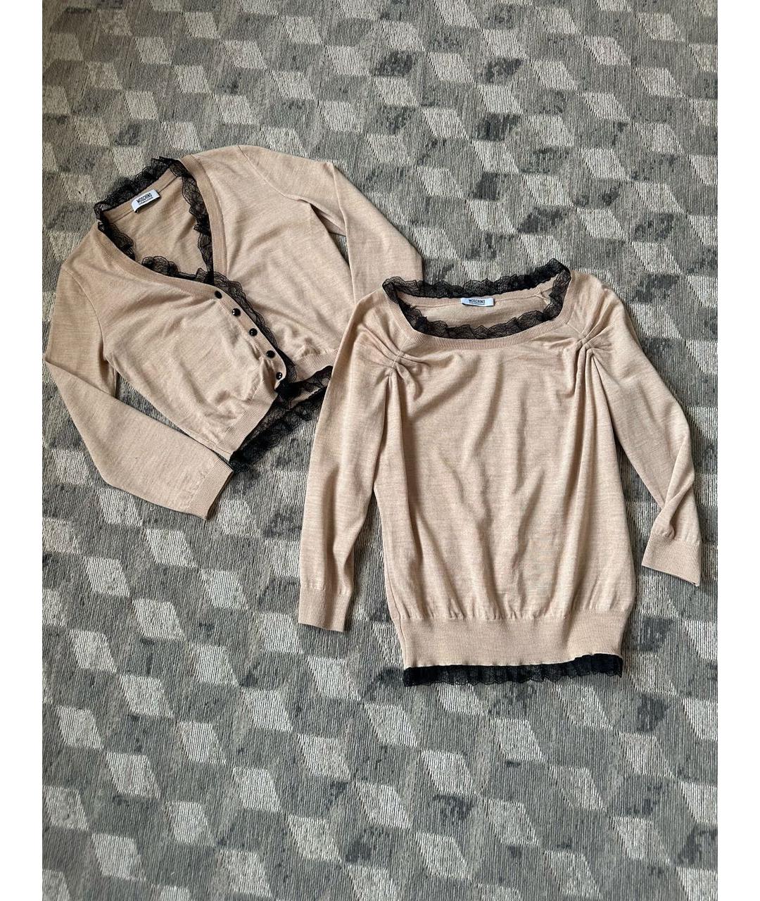 MOSCHINO Бежевый шерстяной джемпер / свитер, фото 9