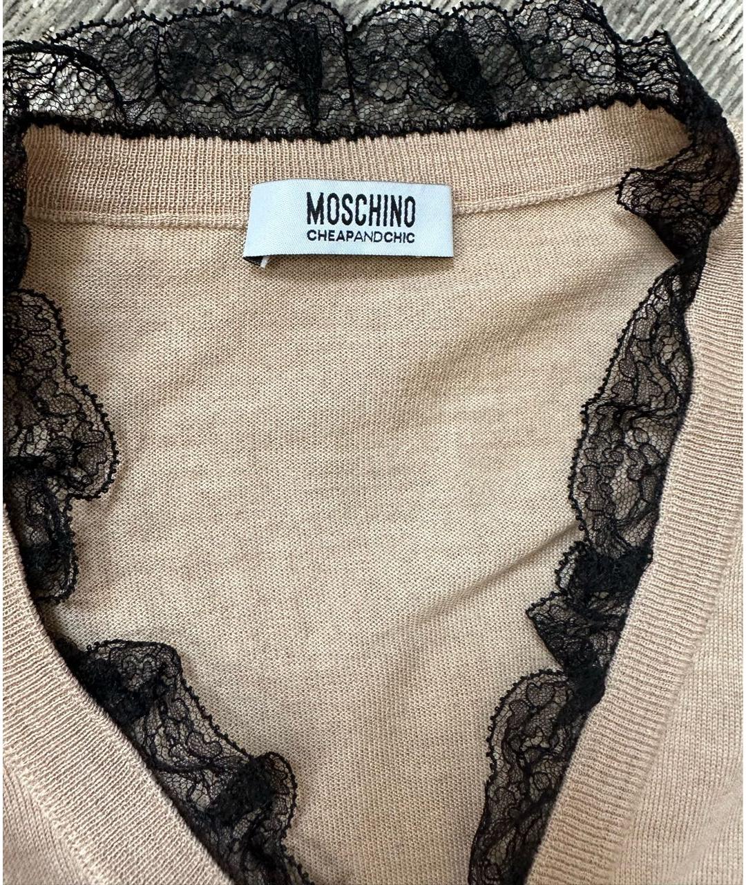 MOSCHINO Бежевый шерстяной джемпер / свитер, фото 3