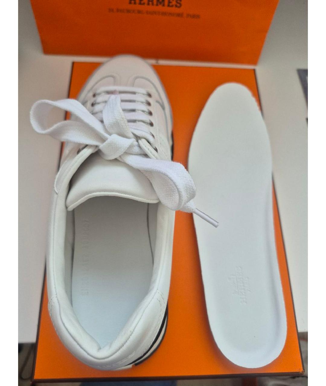 HERMES Белые кожаные кроссовки, фото 3