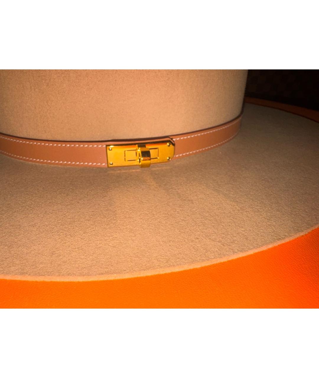 HERMES Бежевая шерстяная шляпа, фото 4