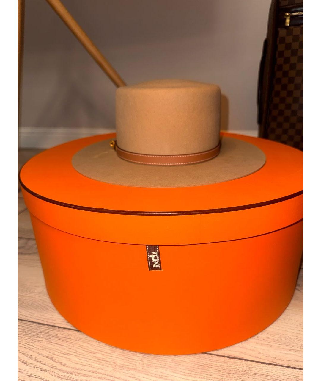 HERMES Бежевая шерстяная шляпа, фото 7