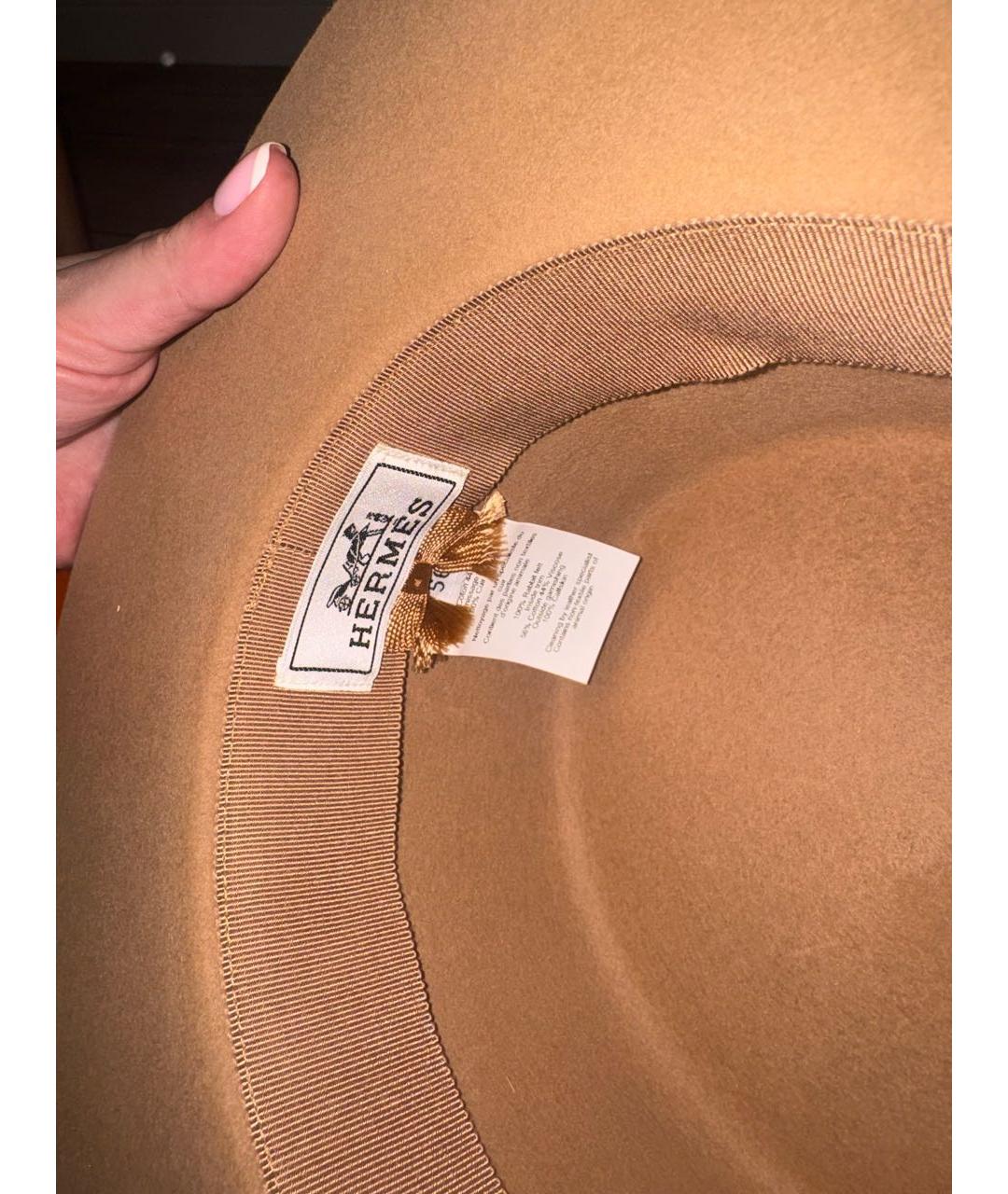 HERMES Бежевая шерстяная шляпа, фото 5