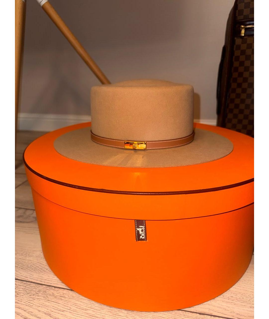 HERMES Бежевая шерстяная шляпа, фото 2