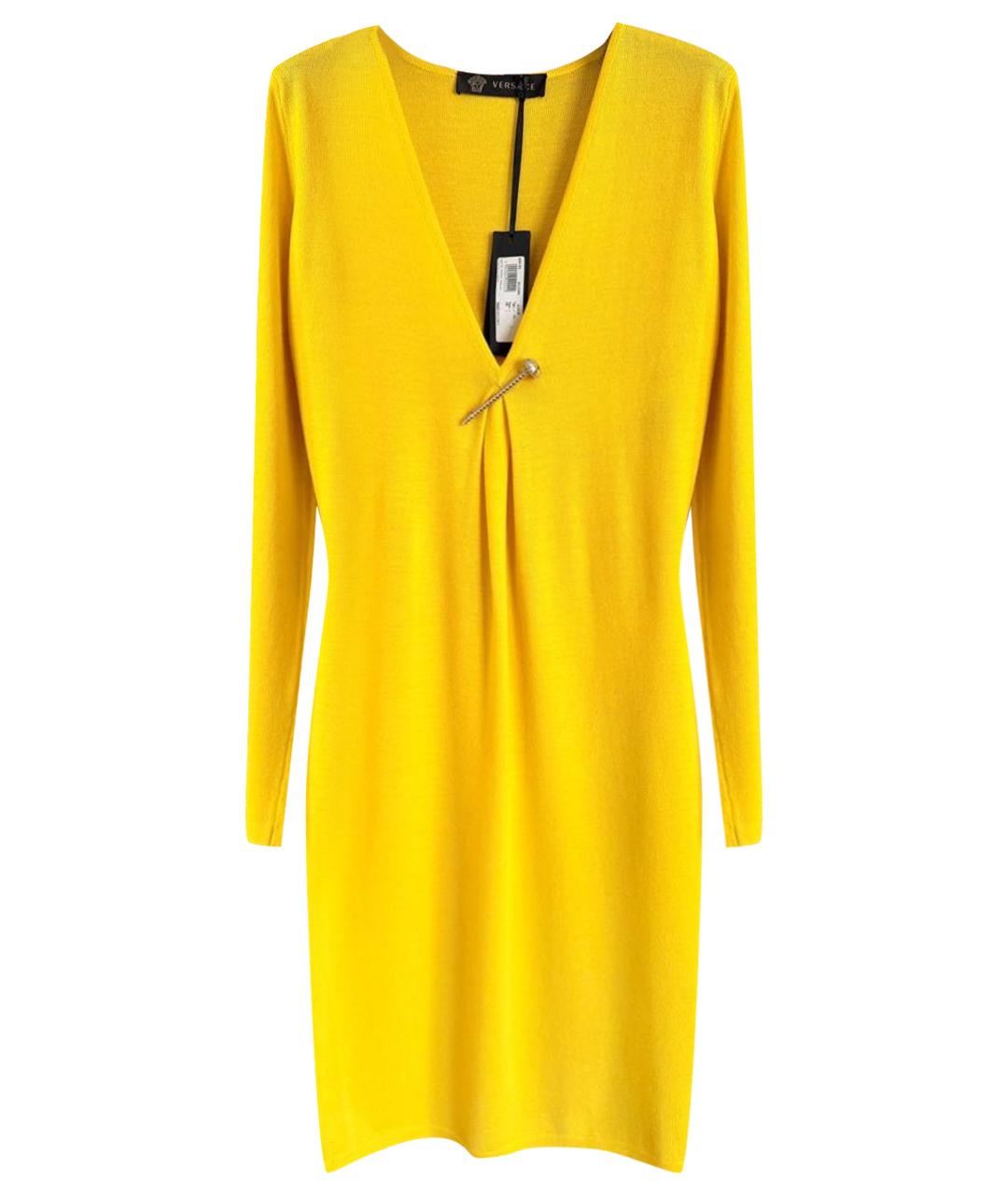 VERSACE Желтое шерстяное платье, фото 1