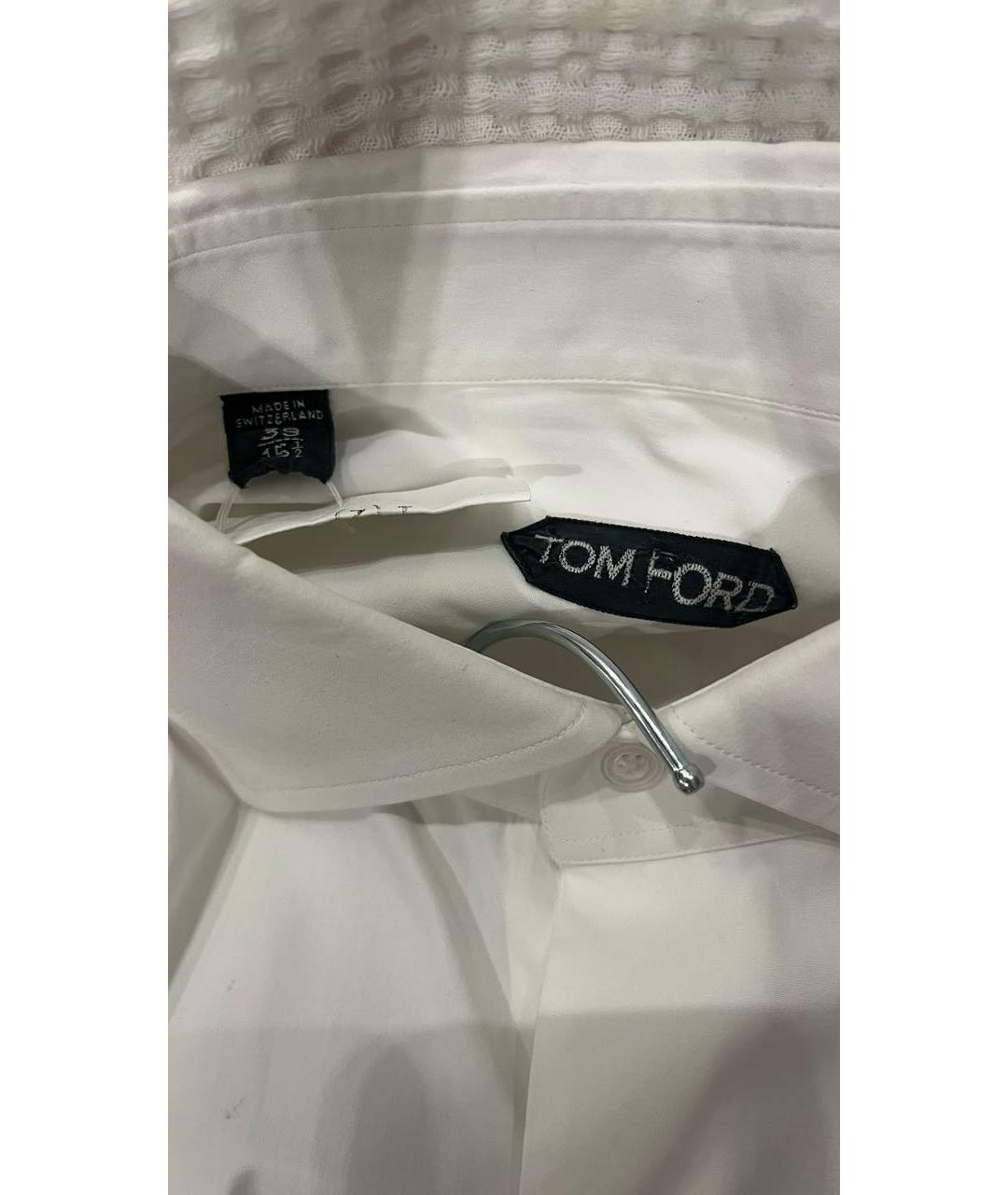 TOM FORD Белая хлопковая классическая рубашка, фото 3