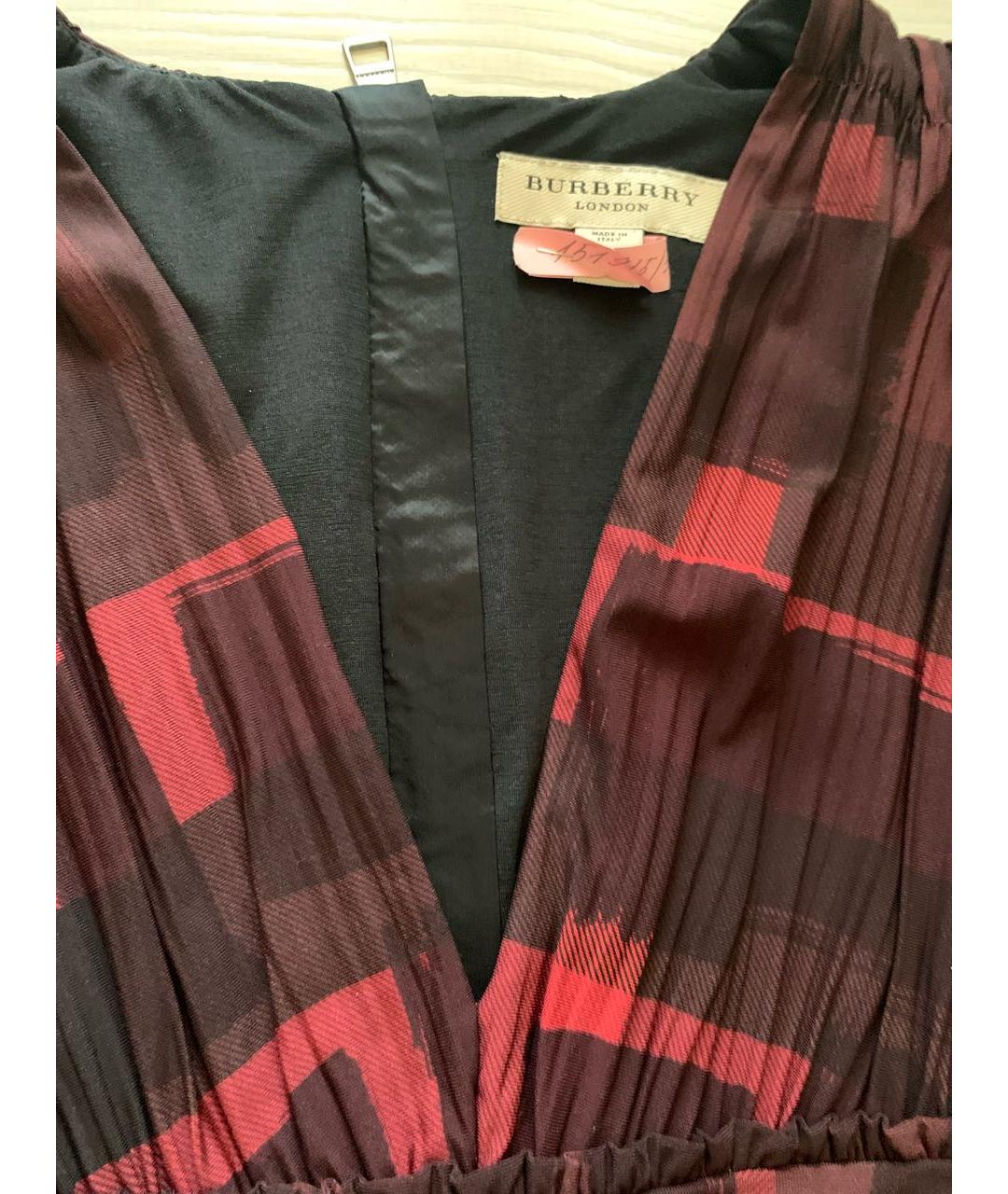 BURBERRY Бордовое шелковое повседневное платье, фото 3