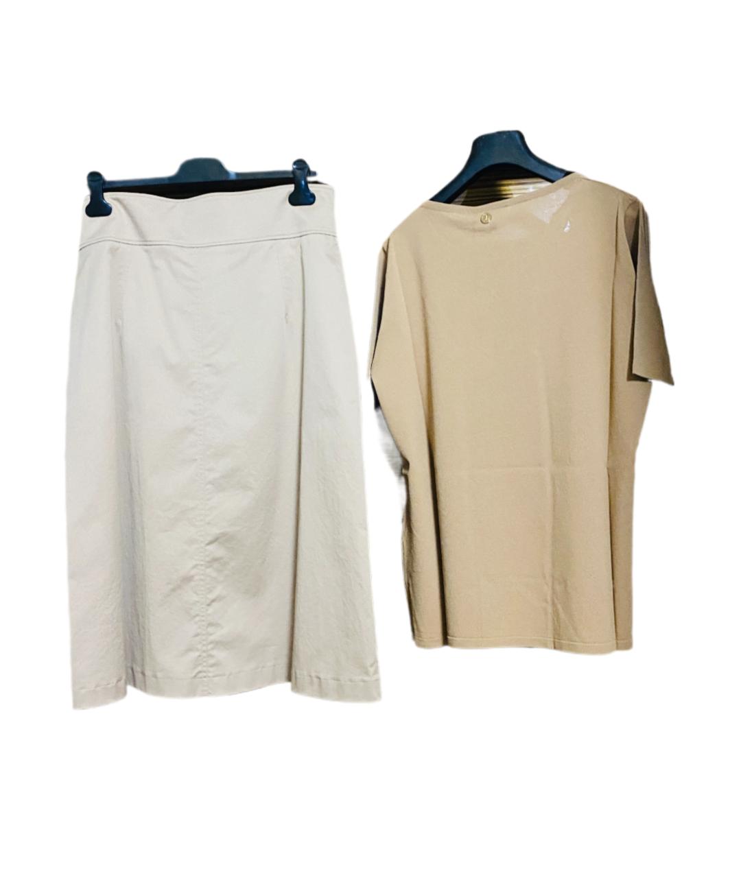 ESCADA Бежевый хлопко-эластановый костюм с юбками, фото 2