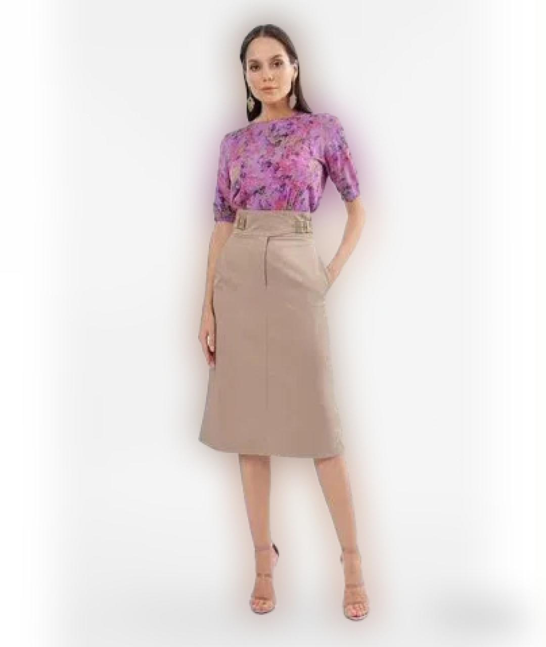 ESCADA Бежевый хлопко-эластановый костюм с юбками, фото 5