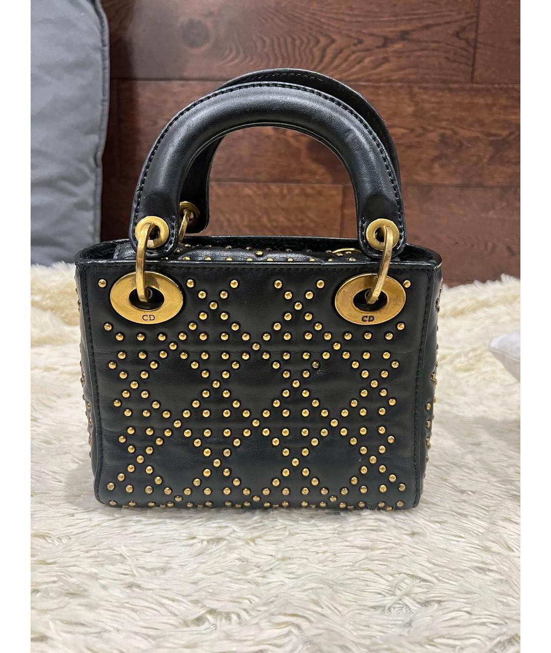 CHRISTIAN DIOR Черная кожаная сумка с короткими ручками, фото 3