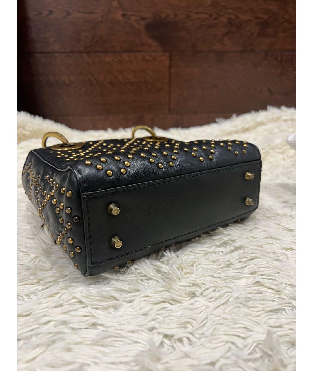 CHRISTIAN DIOR Черная кожаная сумка с короткими ручками, фото 6