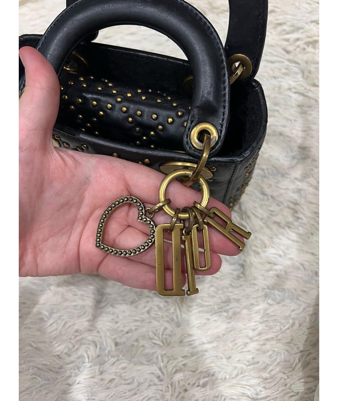 CHRISTIAN DIOR Черная кожаная сумка с короткими ручками, фото 7