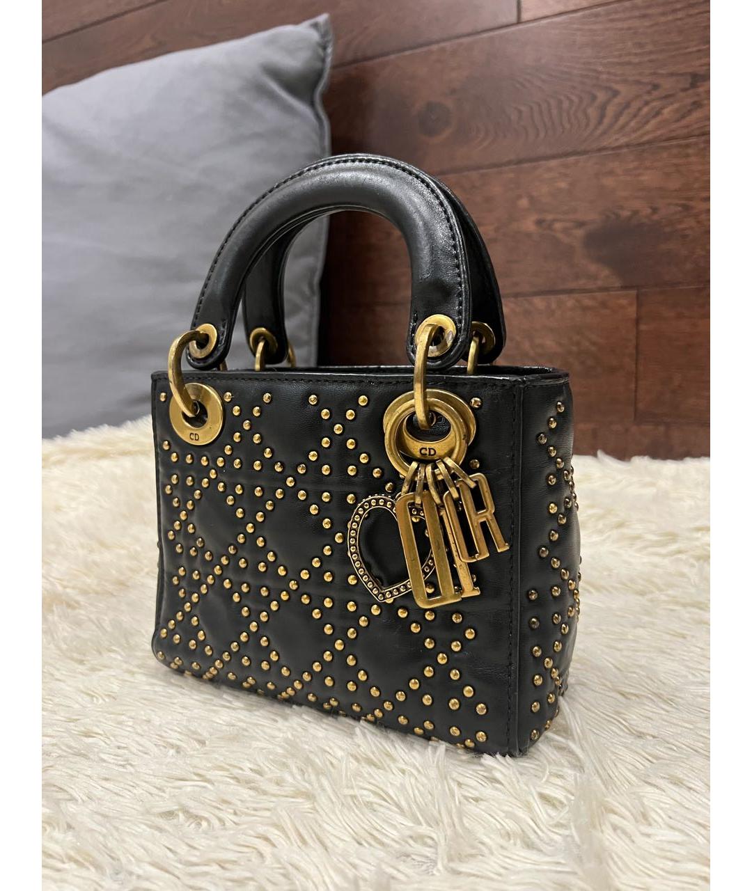 CHRISTIAN DIOR Черная кожаная сумка с короткими ручками, фото 2
