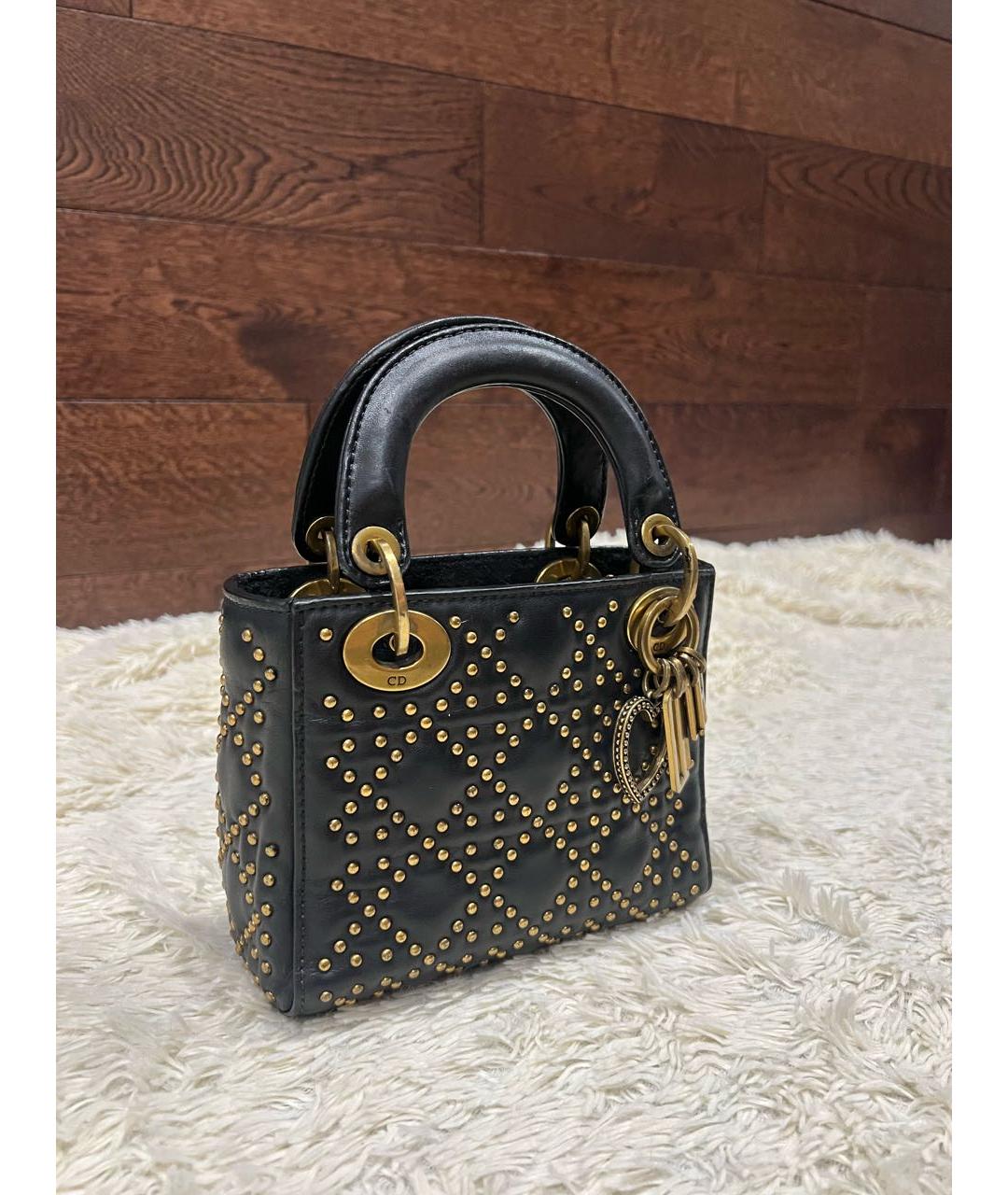 CHRISTIAN DIOR Черная кожаная сумка с короткими ручками, фото 5