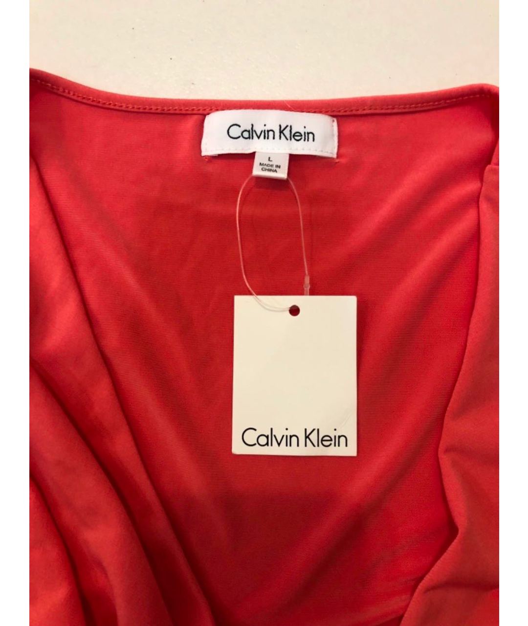 CALVIN KLEIN Коралловая полиэстеровая рубашка, фото 4