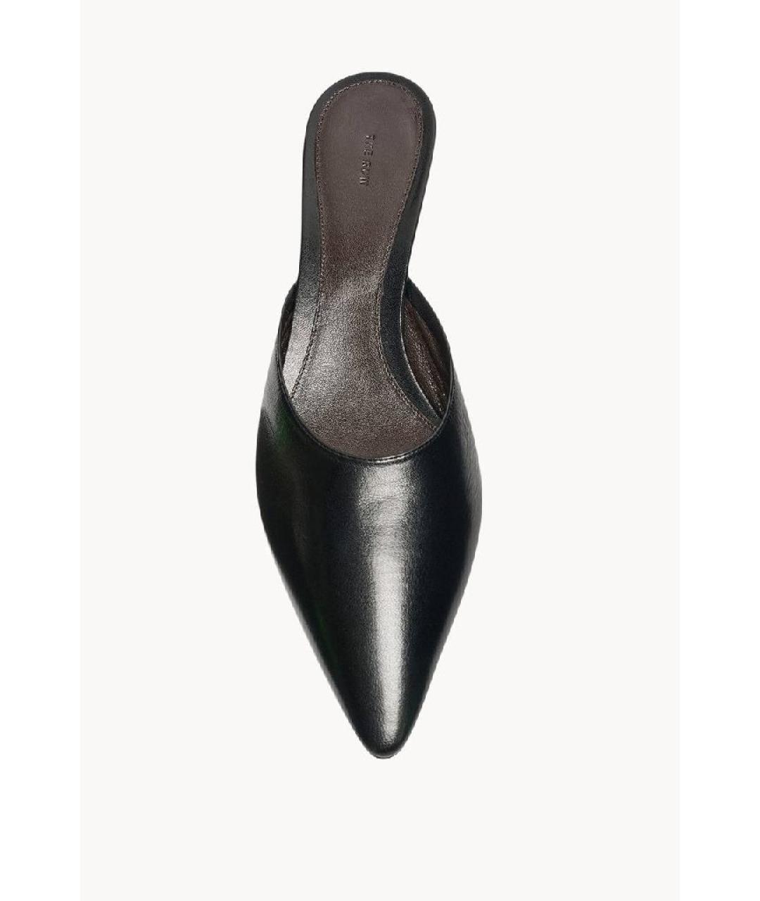 THE ROW Черные кожаные мюли, фото 4