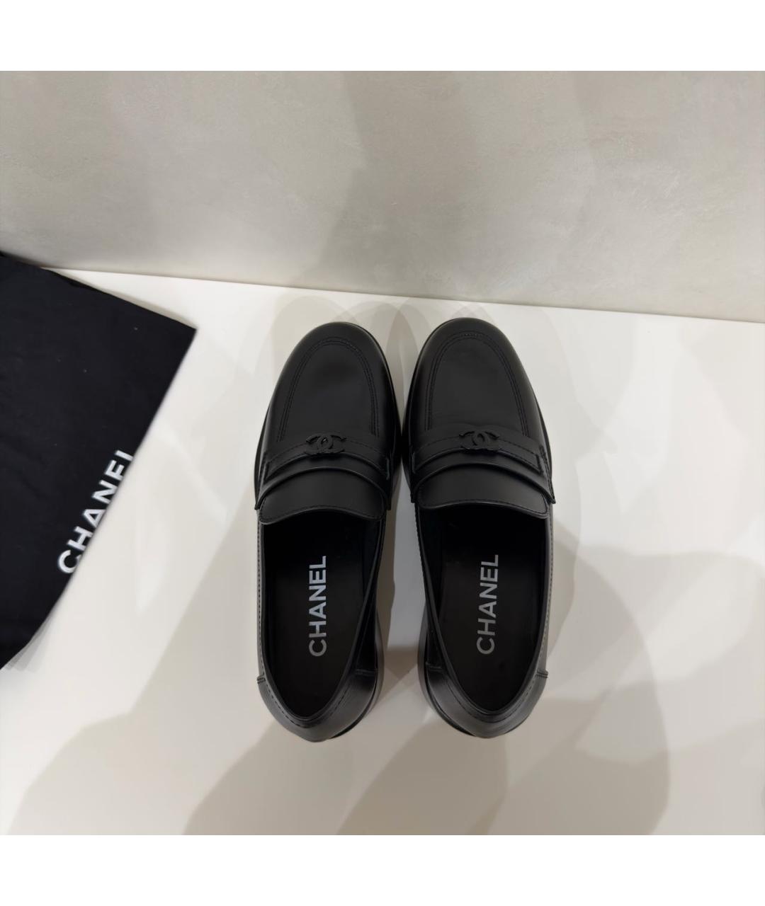 CHANEL Черные кожаные лоферы, фото 3