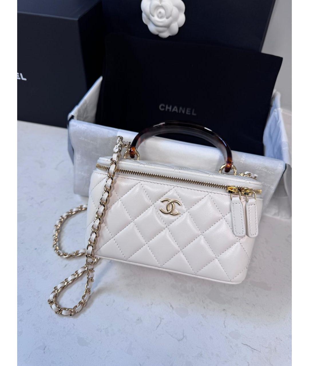 CHANEL Белая кожаная сумка через плечо, фото 2