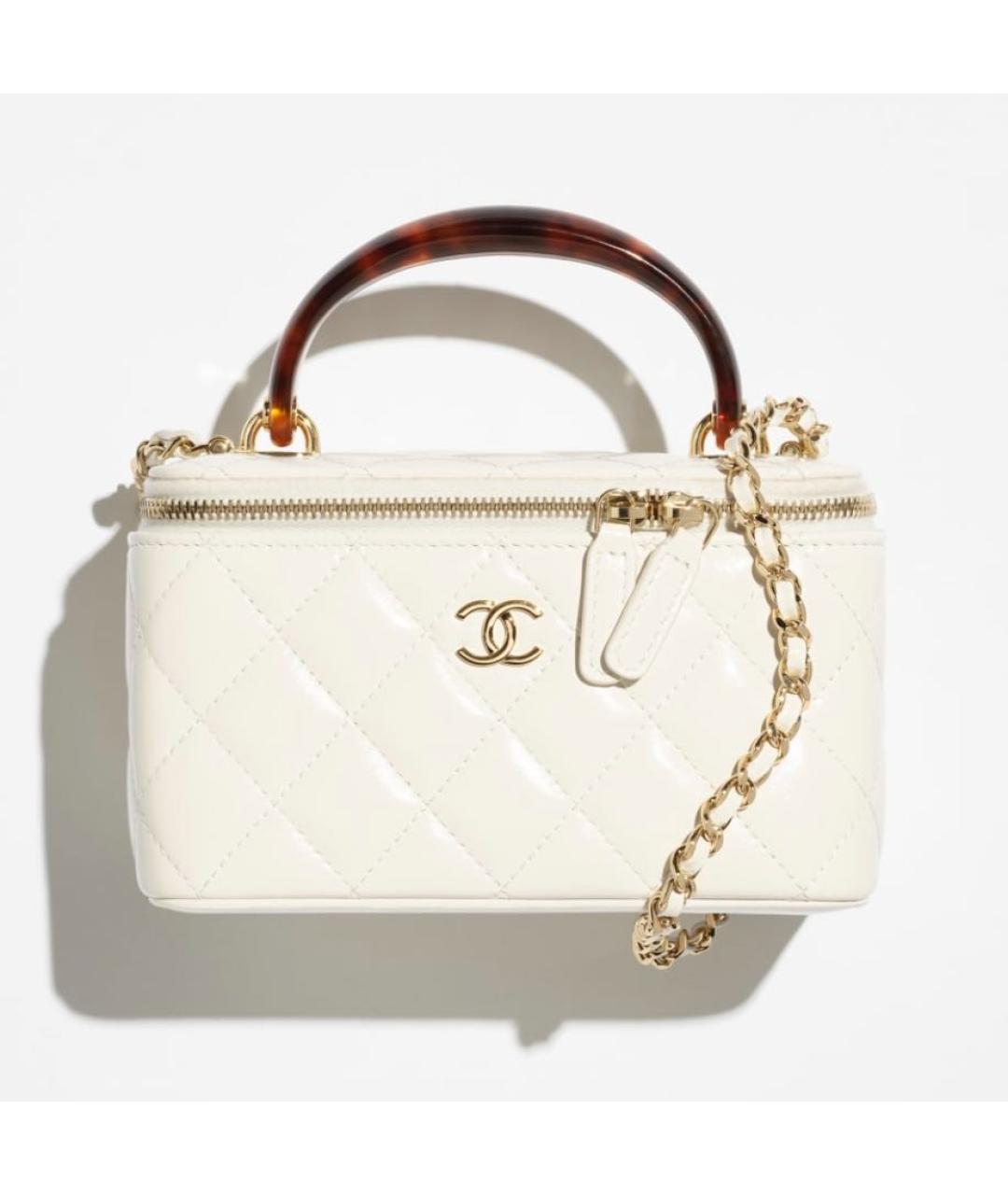 CHANEL Белая кожаная сумка через плечо, фото 5