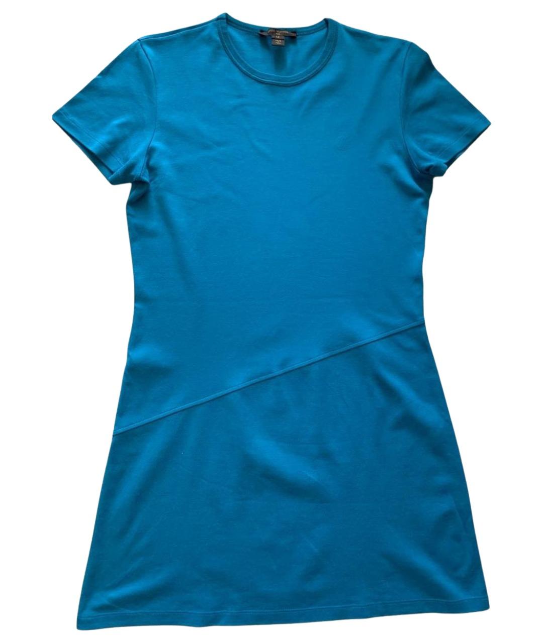 LOUIS VUITTON Бирюзовое хлопко-эластановое повседневное платье, фото 1